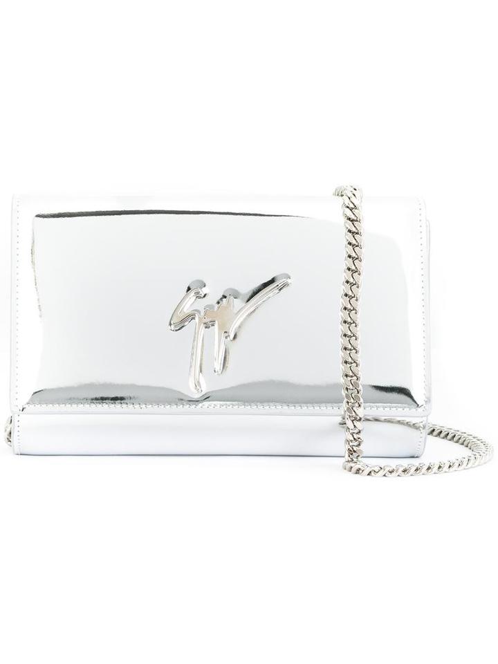 Giuseppe Zanotti Design Lory Clutch, Grey, Calf Leather/metal (other)