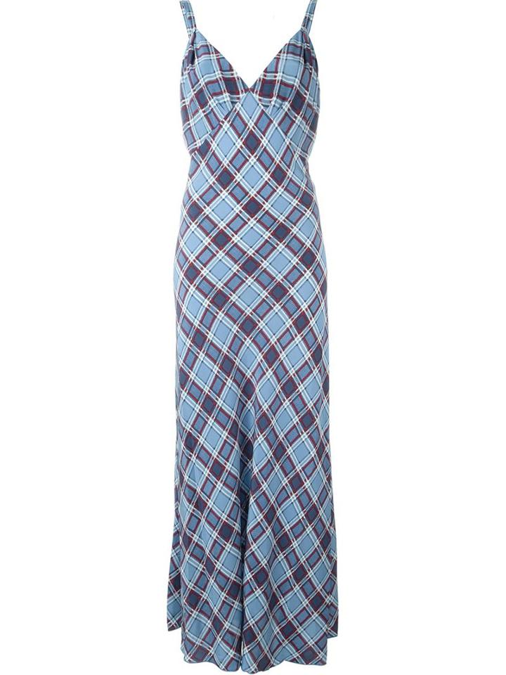 Marc Jacobs Checked Maxi Dress, Women's, Size: 8, Blue, Silk