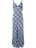 Marc Jacobs Checked Maxi Dress, Women's, Size: 8, Blue, Silk