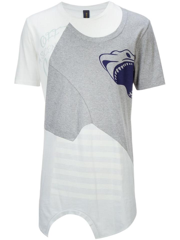 Mihara Yasuhiro Printed Cut Out T-shirt, Men's, Size: 50, Grey, Cotton
