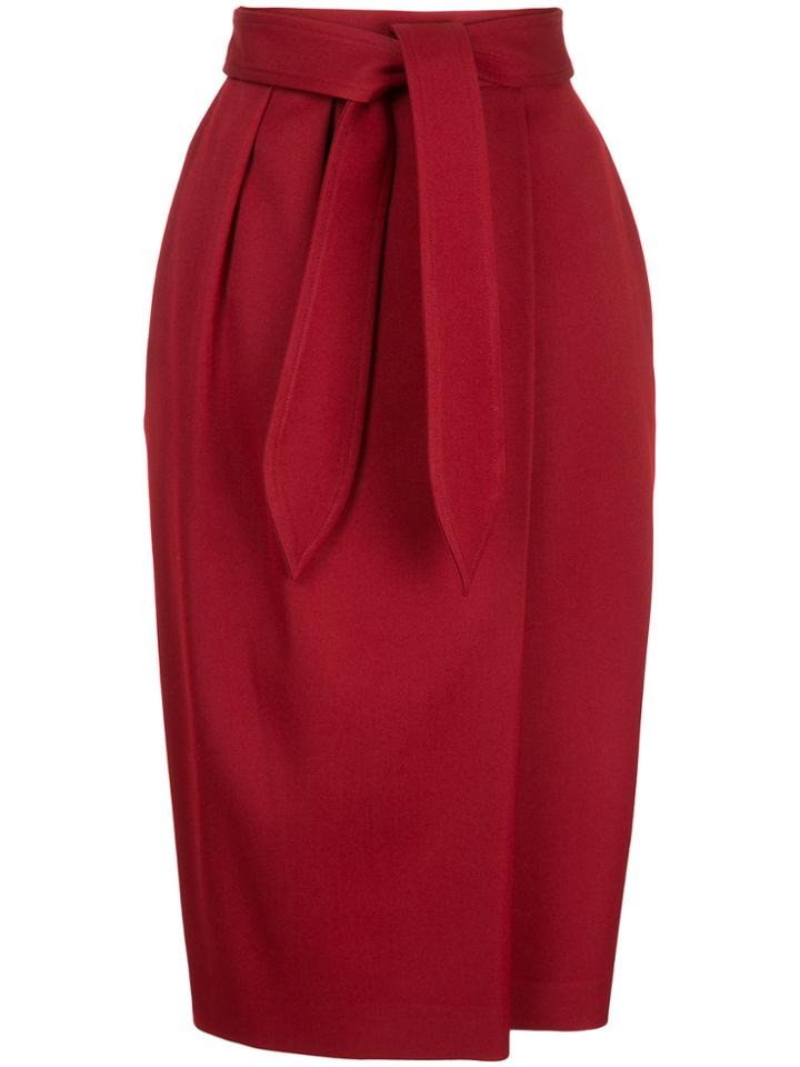 Estnation Tie Waist Midi Skirt - Red