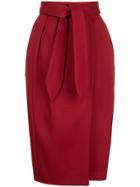 Estnation Tie Waist Midi Skirt - Red