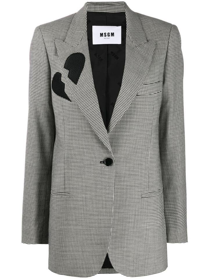 Msgm Broken Heart Houndstooth Print Blazer - Black