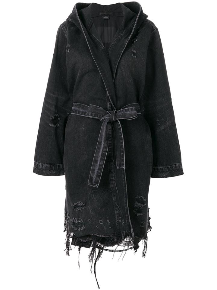 Alexander Wang Hooded Long-line Denim Jacket - Black