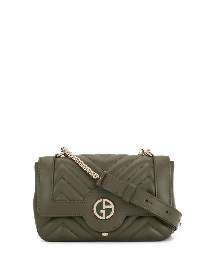 Giorgio Armani Logo Quilted Crossbody Bag - Green