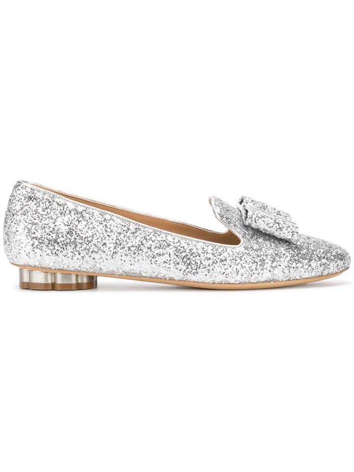 Salvatore Ferragamo Glitter Bow Front Pumps - Grey