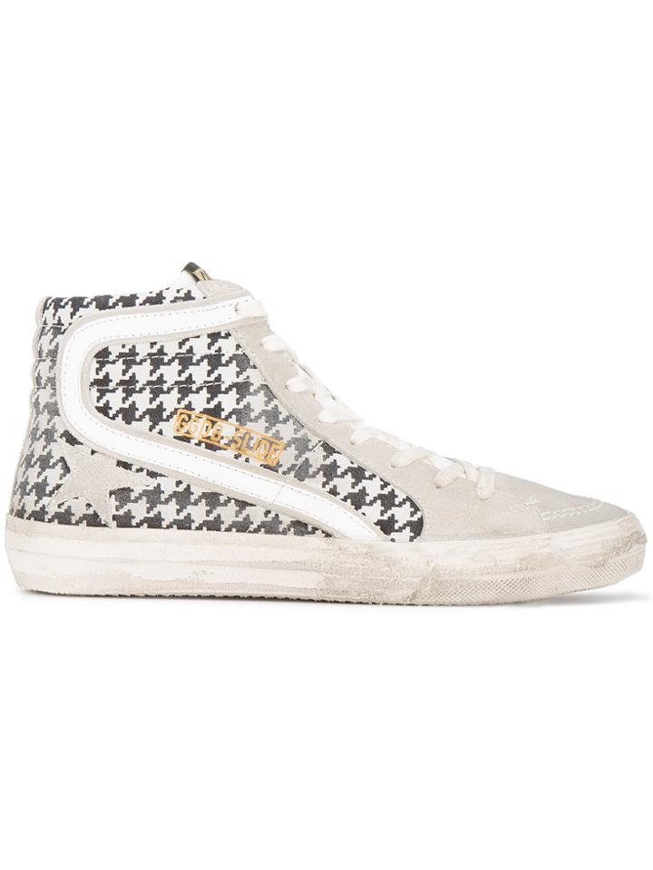 Golden Goose Deluxe Brand Slide Houndstooth Hi Top Sneakers - Grey