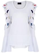 Andrea Bogosian Embroidered Sleeves Blouse - White