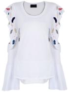 Andrea Bogosian Embroidered Sleeves Blouse - White