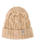 Inverallan Cable Knit Beanie Hat, Women's, Nude/neutrals, Wool