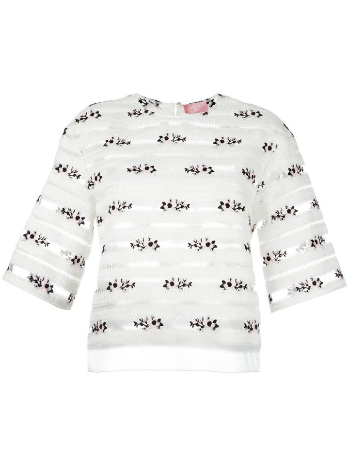 Giamba Embroidered Details Blouse, Women's, Size: 40, White, Cotton/polyester