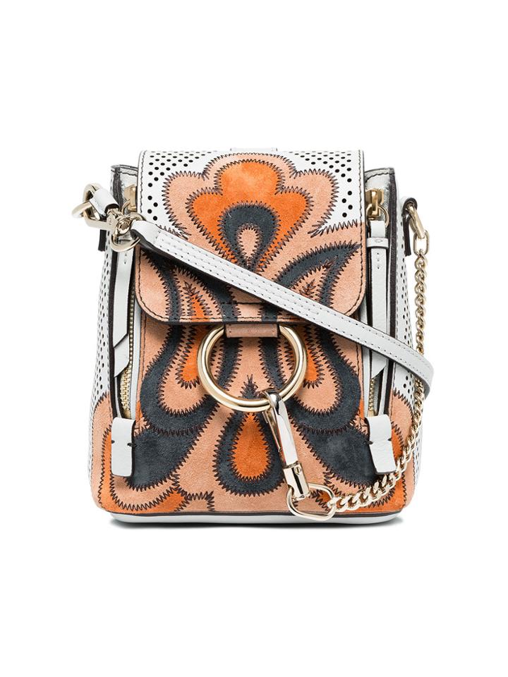 Chloé Grey Faye Pattern Mini Leather And Suede Backpack