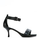 Sarah Chofakian Embellished Kitten Heel Sandals - Black