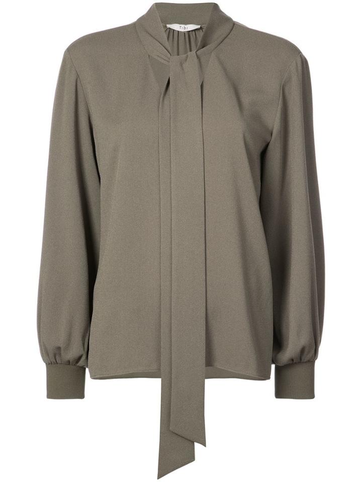 Tibi Savanna Tie Neck Blouse - Green
