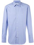 Armani Collezioni Micro Houndstooth Shirt, Men's, Size: 41, Blue, Cotton