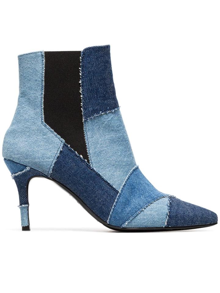 Kalda Blue Caro 80 Denim Patchwork Ankle Boots