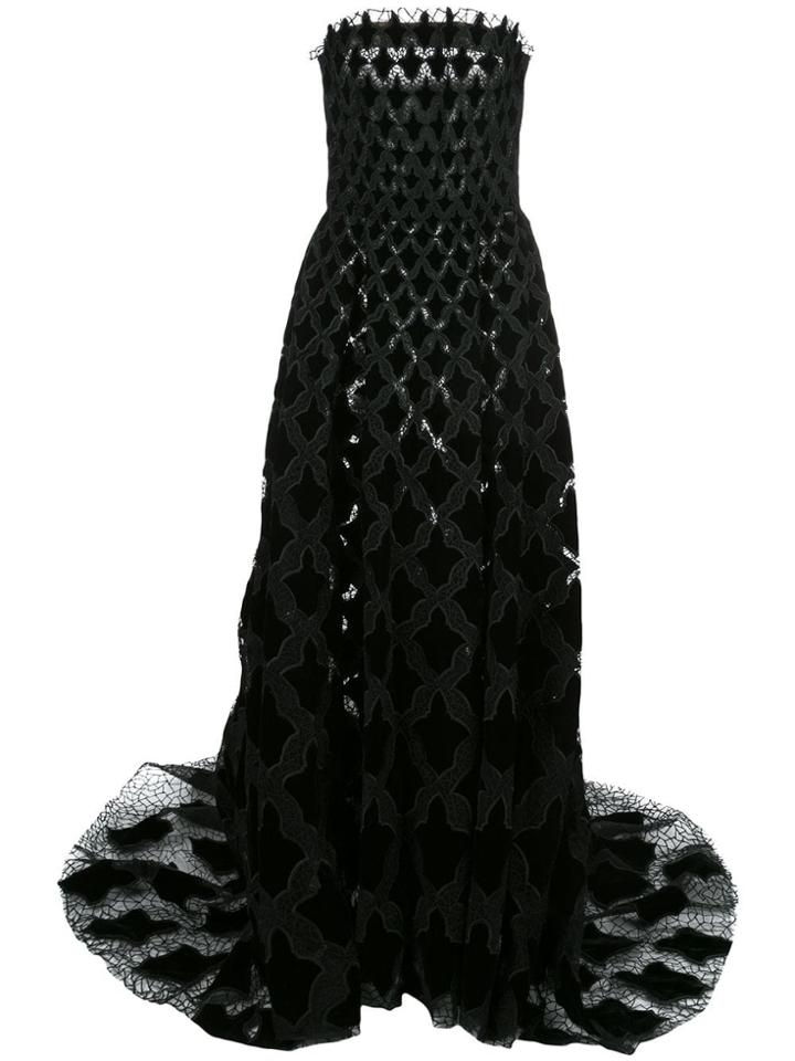 Oscar De La Renta Strapless Flared Gown - Blue