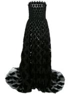 Oscar De La Renta Strapless Flared Gown - Blue