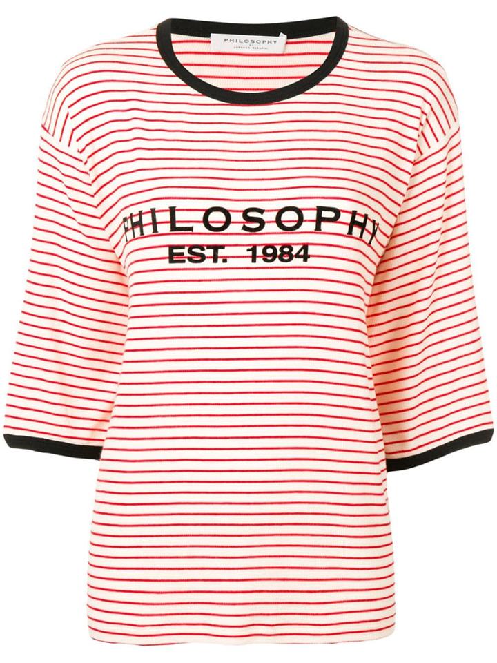 Philosophy Di Lorenzo Serafini Striped Logo T-shirt - White