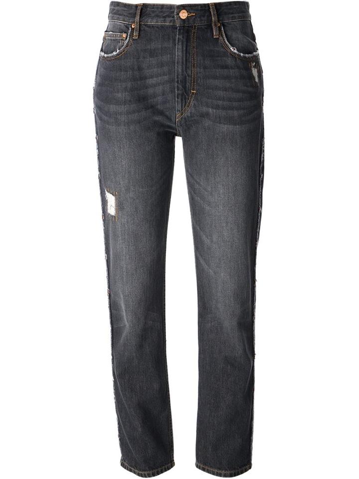 Isabel Marant Étoile Distressed Boyfriend Jeans, Women's, Size: 38, Black, Cotton