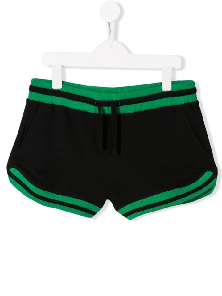 Stella Mccartney Kids Teen Contrast Trim Track Shorts - Black