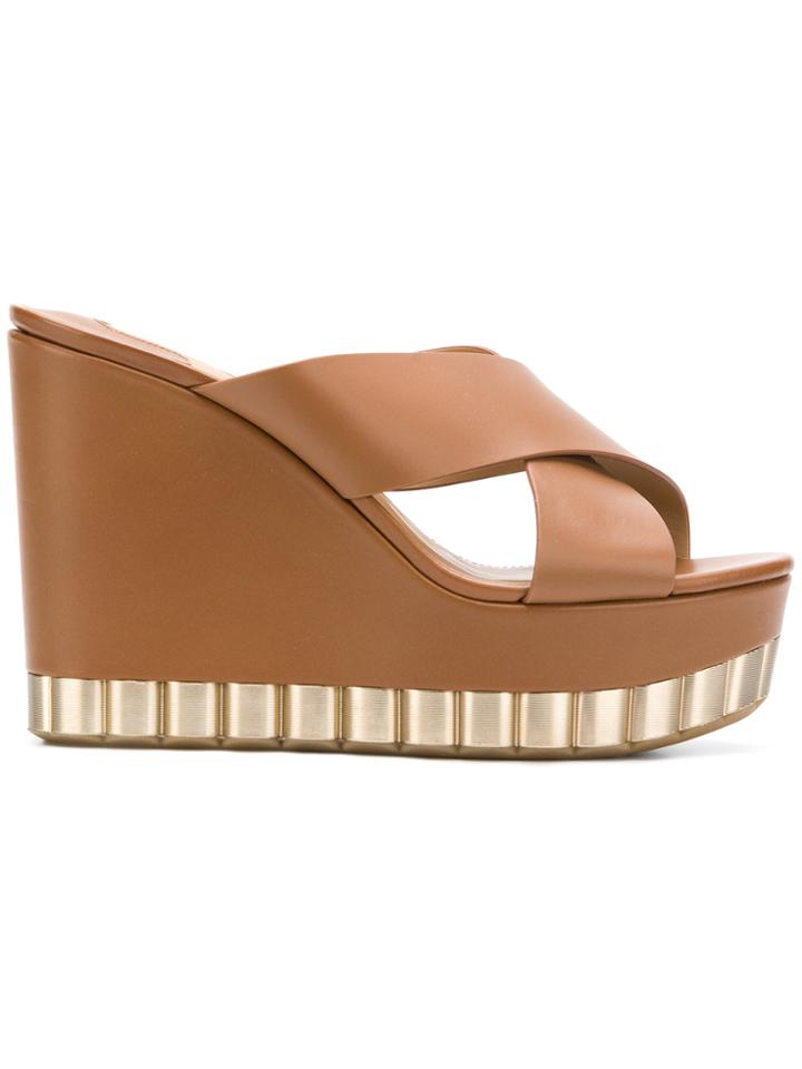 Salvatore Ferragamo Crossover Strap Mules - Brown