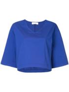 Le Ciel Bleu Short-sleeve Cropped Top - Blue