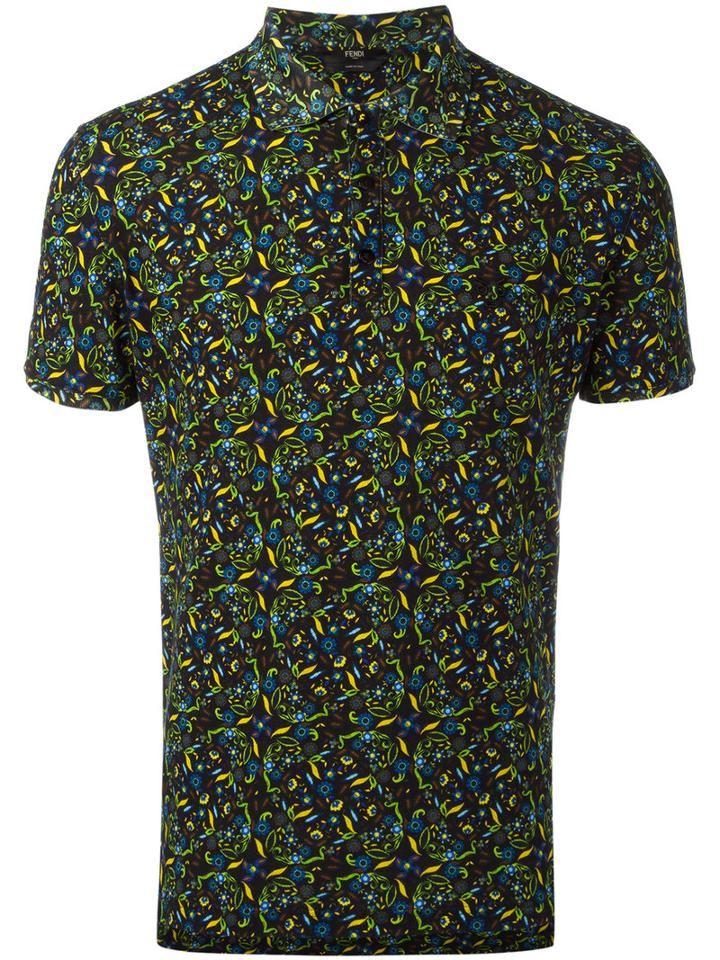 Fendi Floral Print Shirt, Men's, Size: 50, Black, Cotton