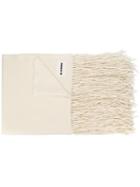Jil Sander Oversized Fringed Scarf - White