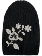 Dsquared2 Embroidered Flower Beanie - Black
