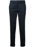 Alberto Biani Cropped Chino Trousers, Women's, Size: 42, Blue, Cotton/spandex/elastane