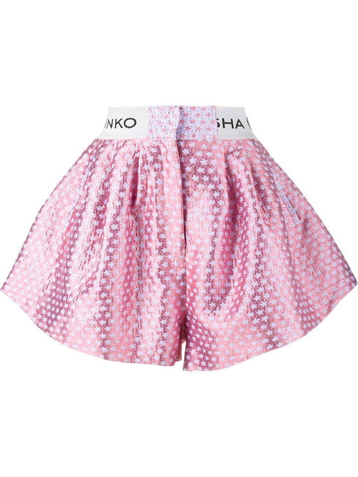 Natasha Zinko - Logo Waistband Shorts - Women - Cotton/polyamide/polyester/polyimide - 38, Pink/purple, Cotton/polyamide/polyester/polyimide