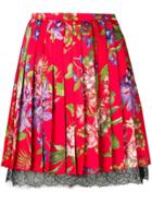 Liu Jo Iris Flower Print Pleated Skirt - Red