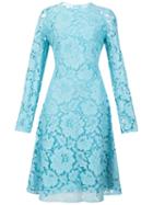 Oscar De La Renta Floral Lace Dress, Women's, Size: 4, Blue, Cotton/rayon/nylon/silk