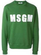 Msgm Logo Patch Sweatshirt, Men's, Size: S, Green, Cotton
