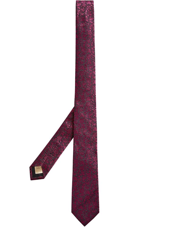 Burberry Floral Jacquard Tie - Pink & Purple