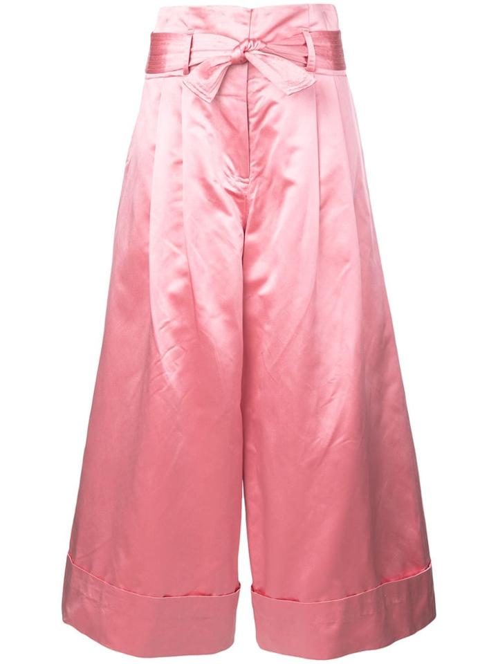 Adam Lippes Cropped Tie-waist Trousers - Pink
