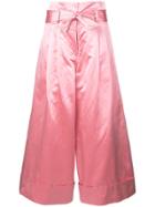 Adam Lippes Cropped Tie-waist Trousers - Pink