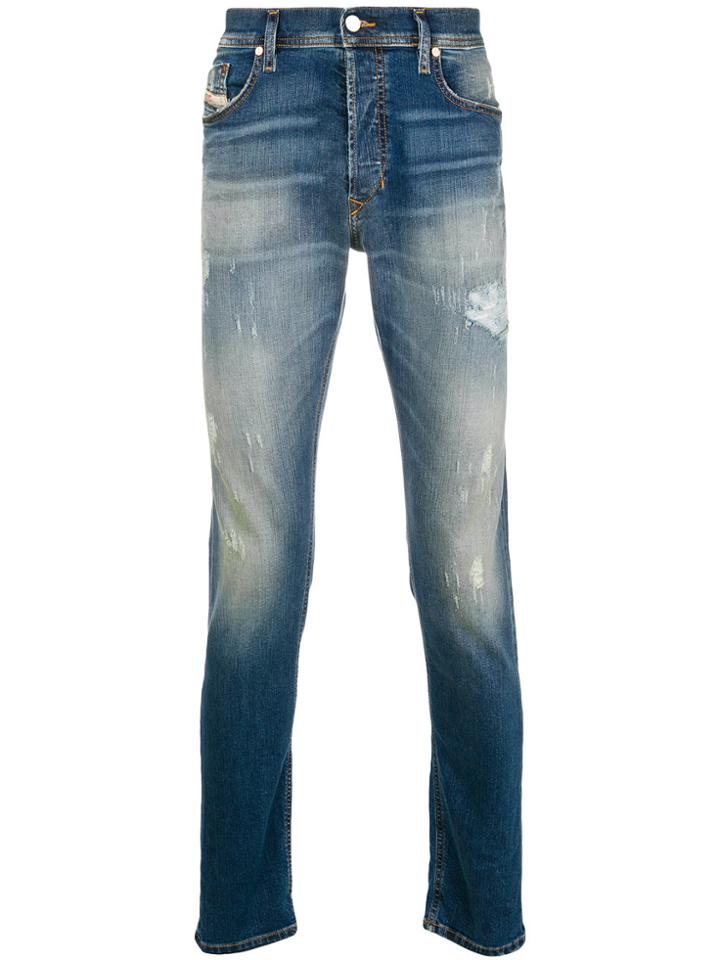 Diesel Washed Leg Distressed Jeans - Blue