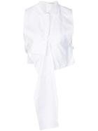 Isabel Benenato Draped Front Sleeveless Shirt - White
