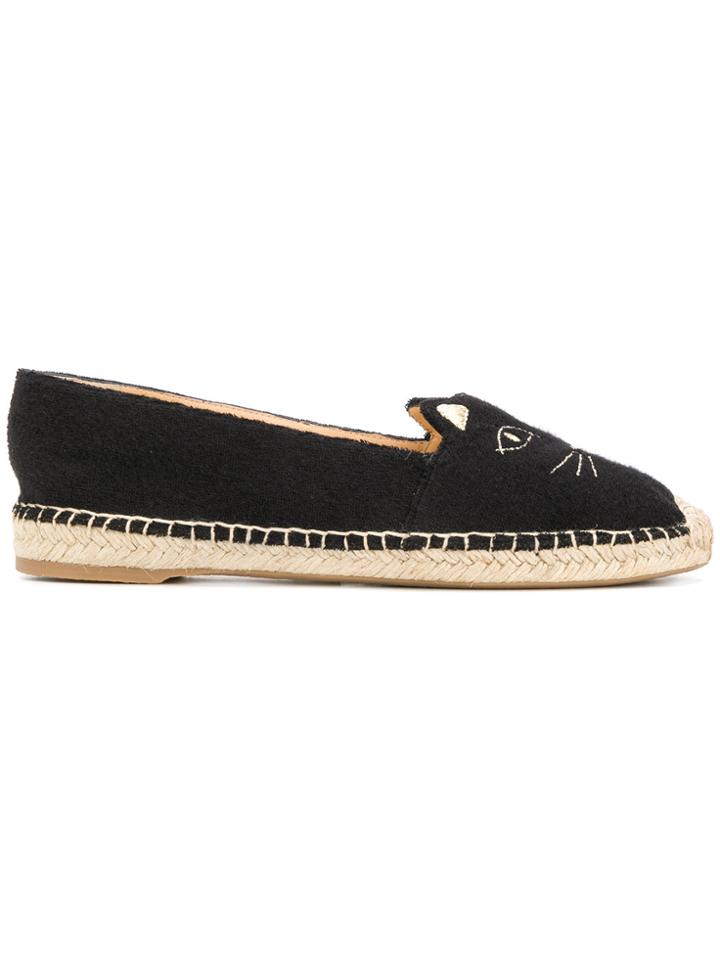 Charlotte Olympia Cat Detail Terry Espadrilles - Black