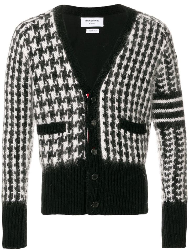 Thom Browne Wool Fun Mix V-neck Cardigan - Black