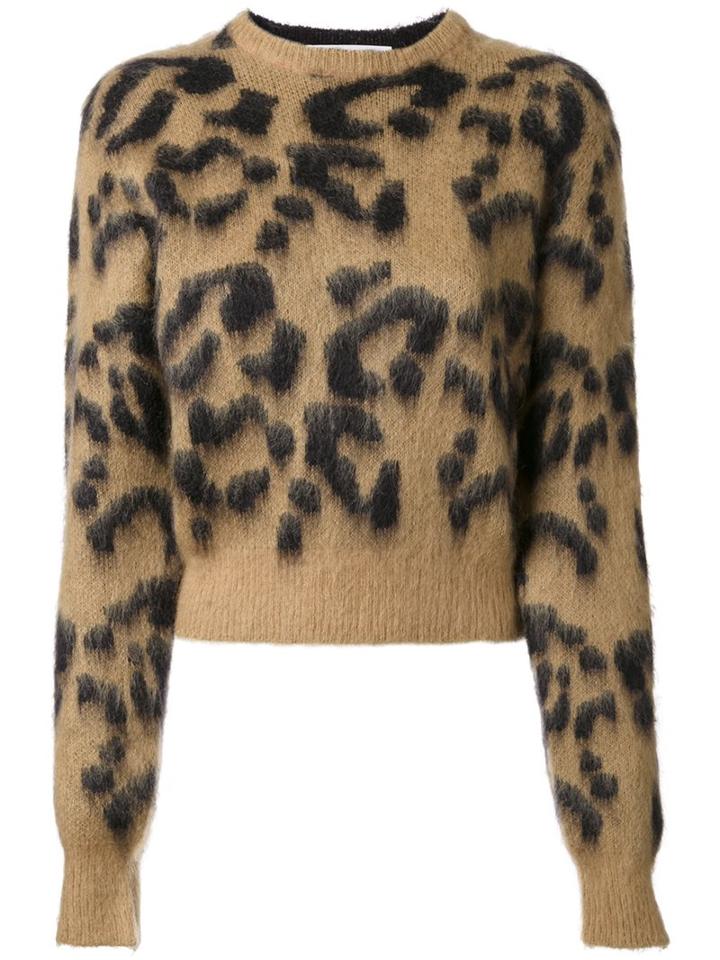 Toga Leopard Pattern Jacquard Pullover, Women's, Brown, Nylon/polyester/polyurethane