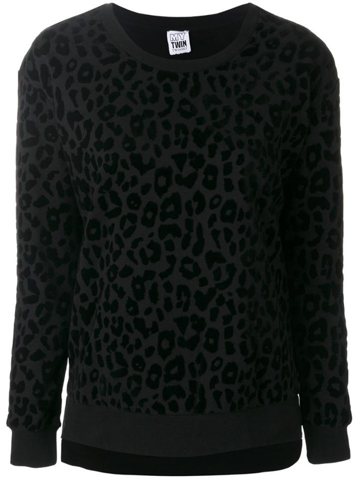 Twin-set Leopard Print Sweatshirt - Black