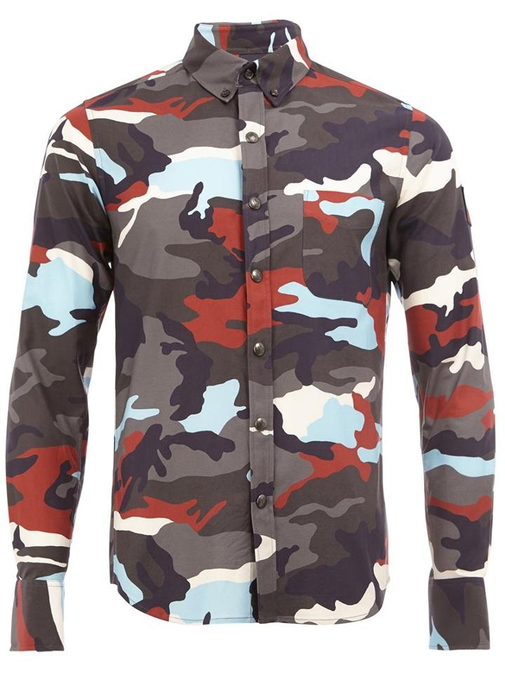Moncler Gamme Bleu Camouflage Button Down Shirt