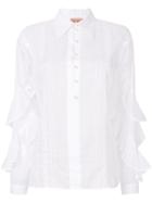 No21 Ruffle Sleeve Sheer Shirt - White