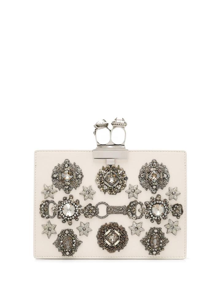 Alexander Mcqueen Knuckle Embellished Clutch - Neutrals