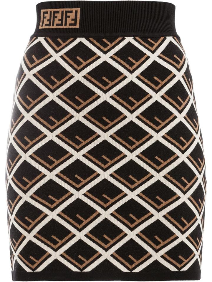 Fendi Monogram Patterned Skirt - Black
