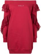 Gaelle Bonheur Ruffle Sleeve Sweatshirt Dress - Red