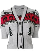 Miu Miu Puff Sleeve Intarsia Cardigan - Grey
